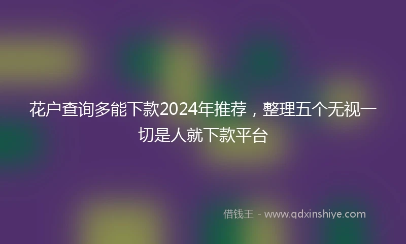 花户查询多能下款2024年推荐，整理五个无视一切是人就下款平台
