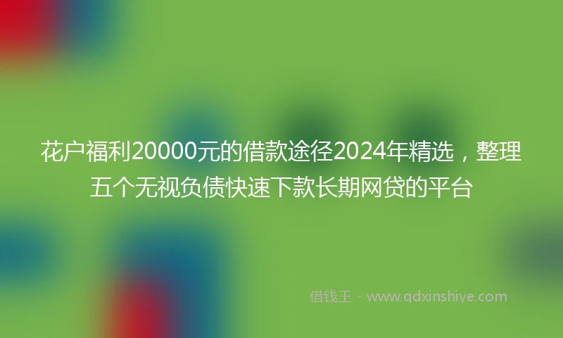 花户福利20000元的借款途径2024年精选，整理五个无视负债快速下款长期网贷的平台
