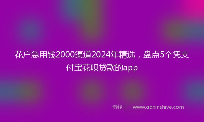 花户急用钱2000渠道2024年精选,盘点5个凭支付宝花呗贷款的app