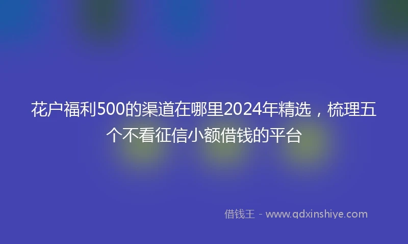 花户福利500的渠道在哪里2024年精选，梳理五个不看征信小额借钱的平台