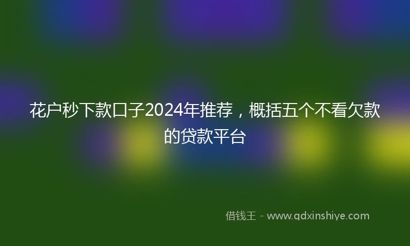 花户秒下款口子2024年推荐，概括五个不看欠款的贷款平台