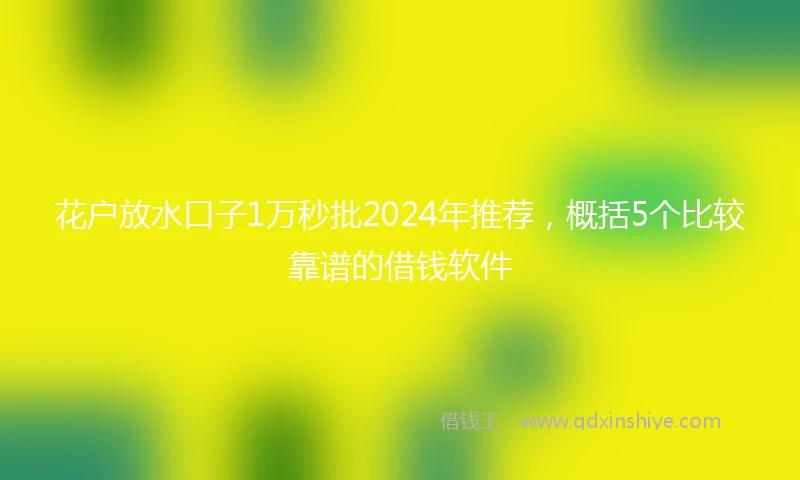 花户放水口子1万秒批2024年推荐，概括5个比较靠谱的借钱软件