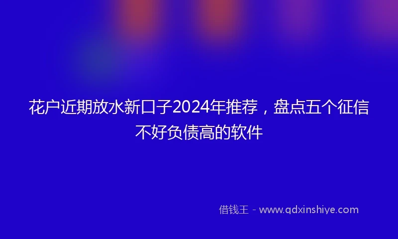 花户近期放水新口子2024年推荐，盘点五个征信不好负债高的软件