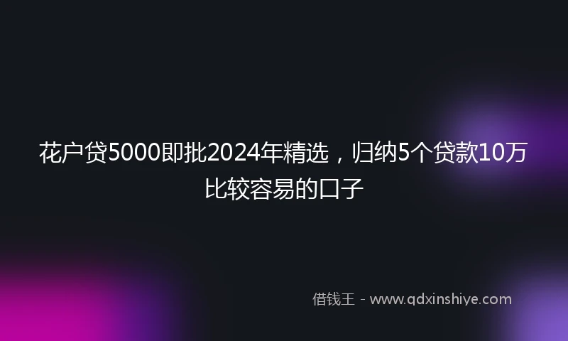 花户贷5000即批2024年精选，归纳5个贷款10万比较容易的口子