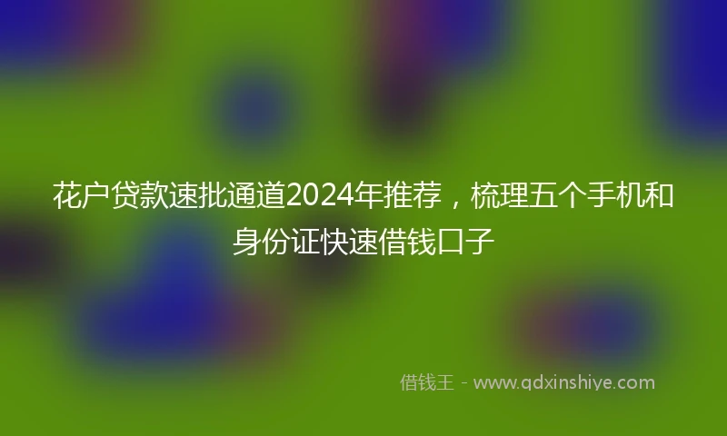 花户贷款速批通道2024年推荐，梳理五个手机和身份证快速借钱口子