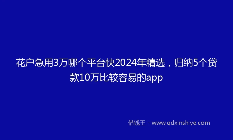 花户急用3万哪个平台快2024年精选，归纳5个贷款10万比较容易的app