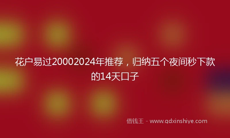花户易过20002024年推荐，归纳五个夜间秒下款的14天口子