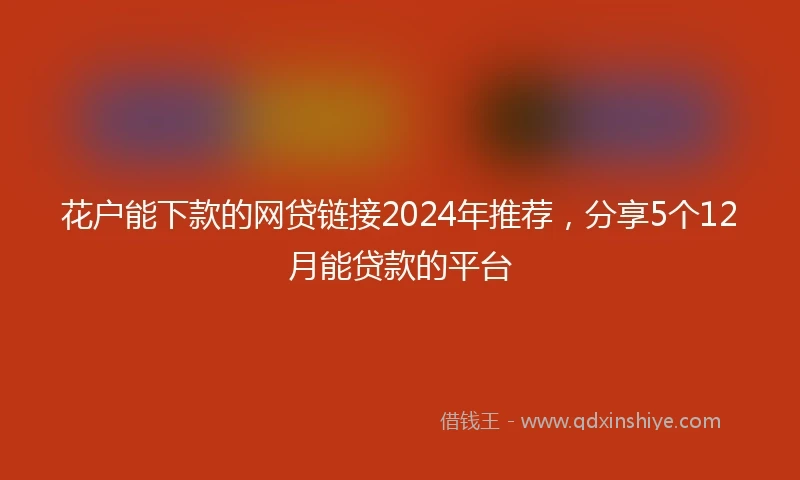 花户能下款的网贷链接2024年推荐，分享5个12月能贷款的平台