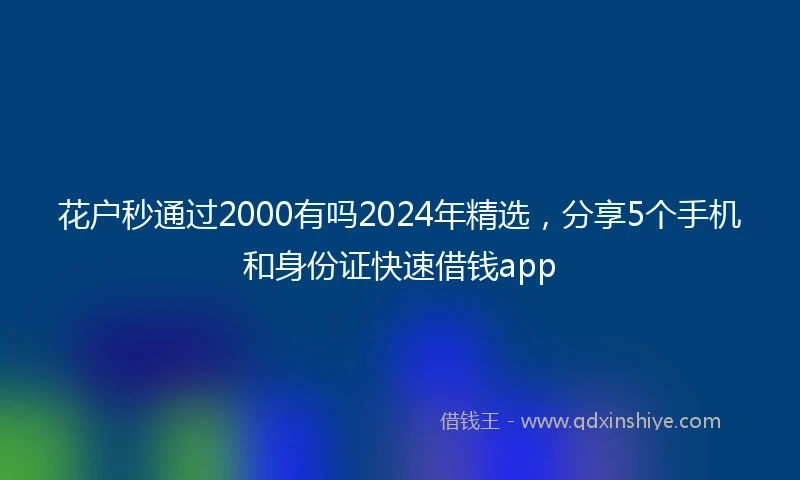 花户秒通过2000有吗2024年精选，分享5个手机和身份证快速借钱app