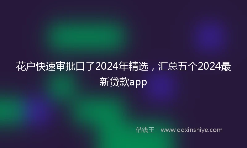 花户快速审批口子2024年精选，汇总五个2024最新贷款app