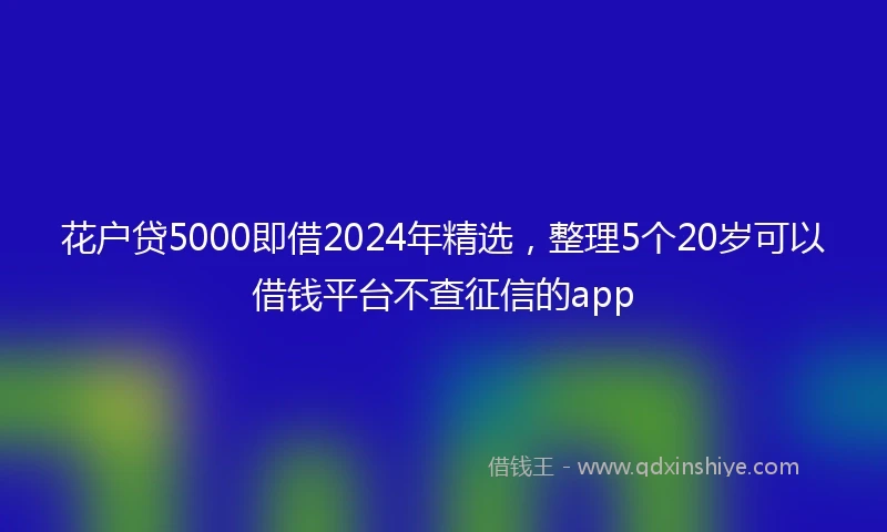 花户贷5000即借2024年精选，整理5个20岁可以借钱平台不查征信的app