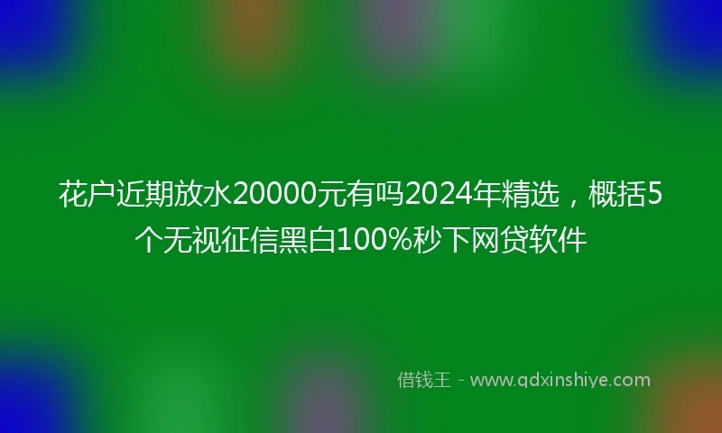 花户近期放水20000元有吗2024年精选，概括5个无视征信黑白100%秒下网贷软件