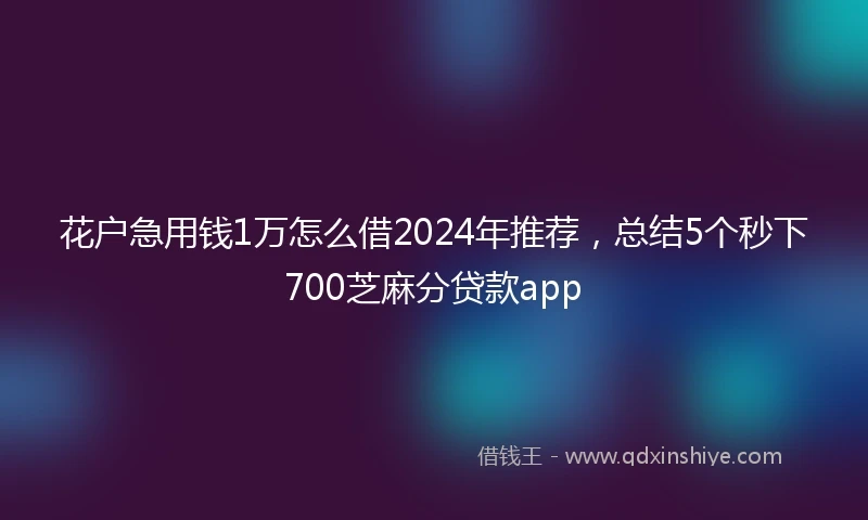花户急用钱1万怎么借2024年推荐,总结5个秒下700芝麻分贷款app
