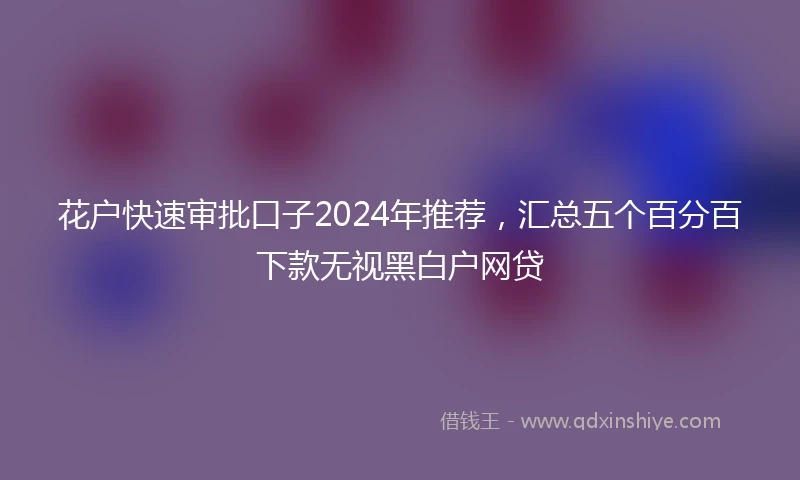 花户快速审批口子2024年推荐，汇总五个百分百下款无视黑白户网贷