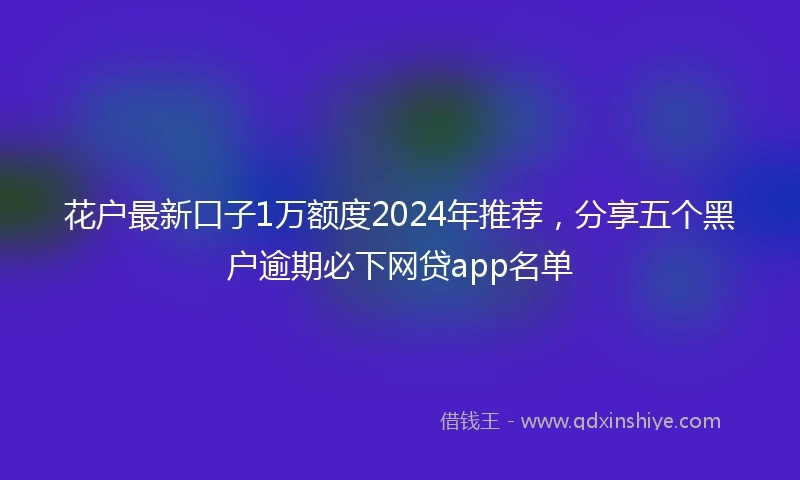 花户最新口子1万额度2024年推荐，分享五个黑户逾期必下网贷app名单