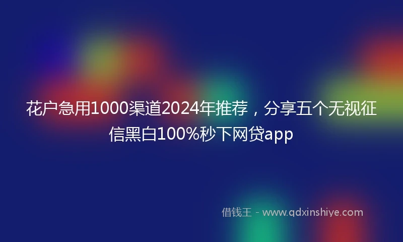 花户急用1000渠道2024年推荐，分享五个无视征信黑白100%秒下网贷app