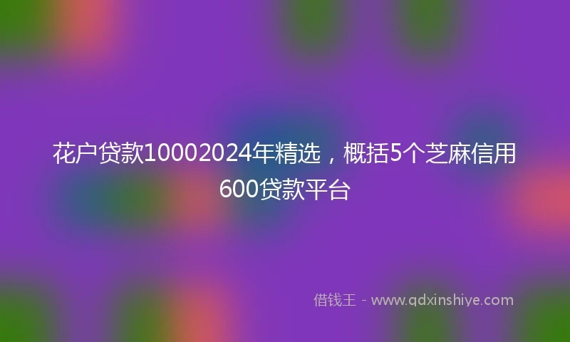 花户贷款10002024年精选，概括5个芝麻信用600贷款平台