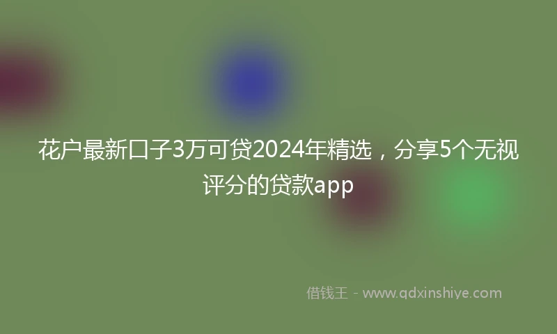 花户最新口子3万可贷2024年精选，分享5个无视评分的贷款app