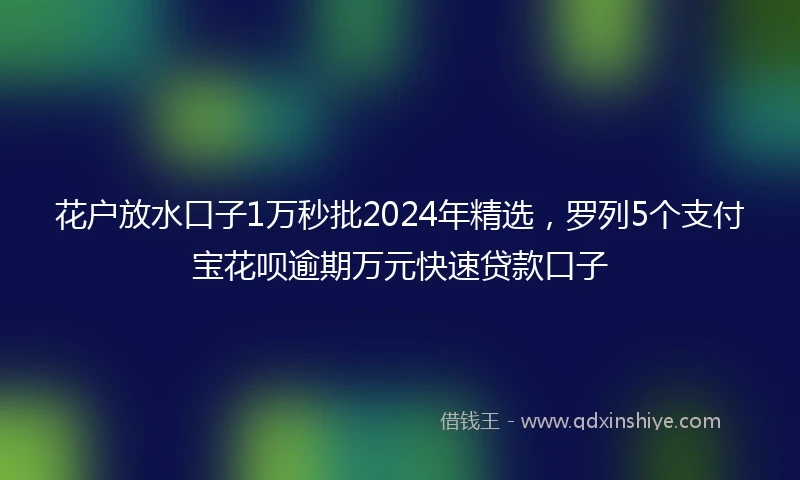 花户放水口子1万秒批2024年精选，罗列5个支付宝花呗逾期万元快速贷款口子