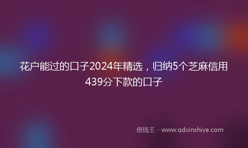 花户能过的口子2024年精选，归纳5个芝麻信用439分下款的口子