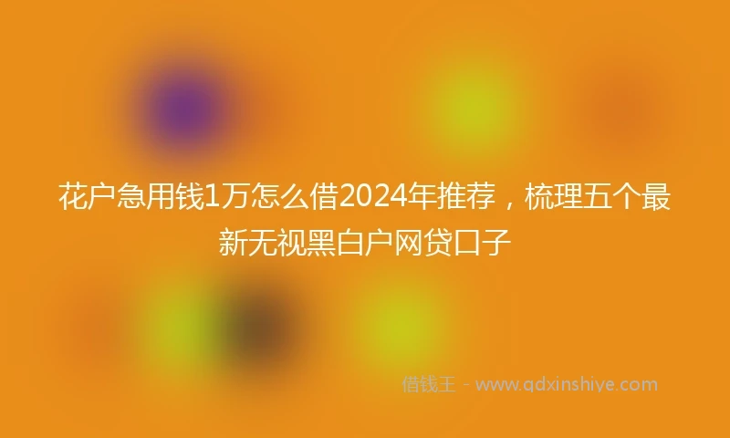 花户急用钱1万怎么借2024年推荐，梳理五个最新无视黑白户网贷口子