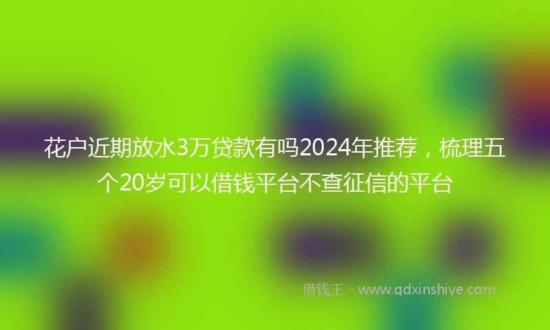 花户近期放水3万贷款有吗2024年推荐，梳理五个20岁可以借钱平台不查征信的平台