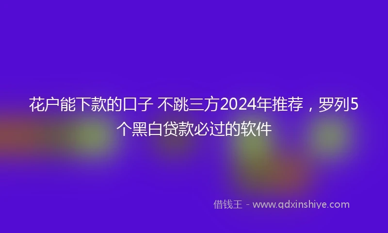 花户能下款的口子 不跳三方2024年推荐，罗列5个黑白贷款必过的软件