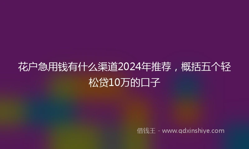 花户急用钱有什么渠道2024年推荐，概括五个轻松贷10万的口子