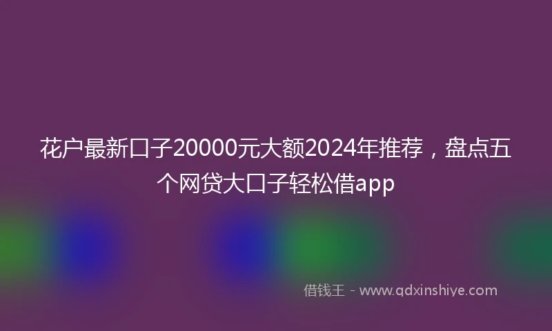 花户最新口子20000元大额2024年推荐，盘点五个网贷大口子轻松借app
