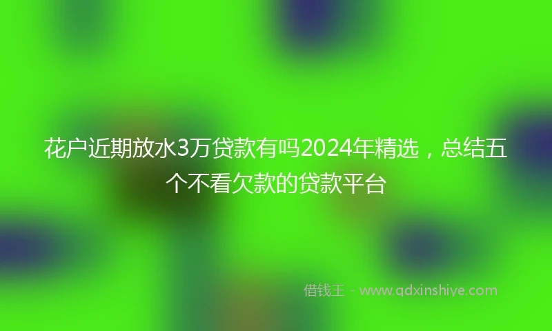 花户近期放水3万贷款有吗2024年精选，总结五个不看欠款的贷款平台