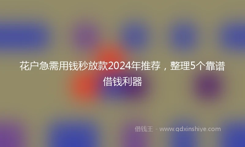 花户急需用钱秒放款2024年推荐，整理5个靠谱借钱利器