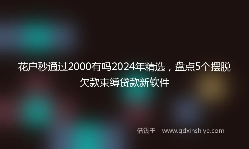 花户秒通过2000有吗2024年精选，盘点5个摆脱欠款束缚贷款新软件