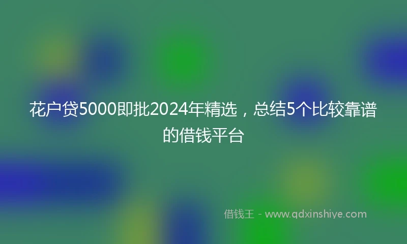 花户贷5000即批2024年精选，总结5个比较靠谱的借钱平台
