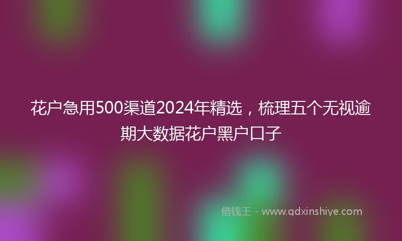 花户急用500渠道2024年精选，梳理五个无视逾期大数据花户黑户口子
