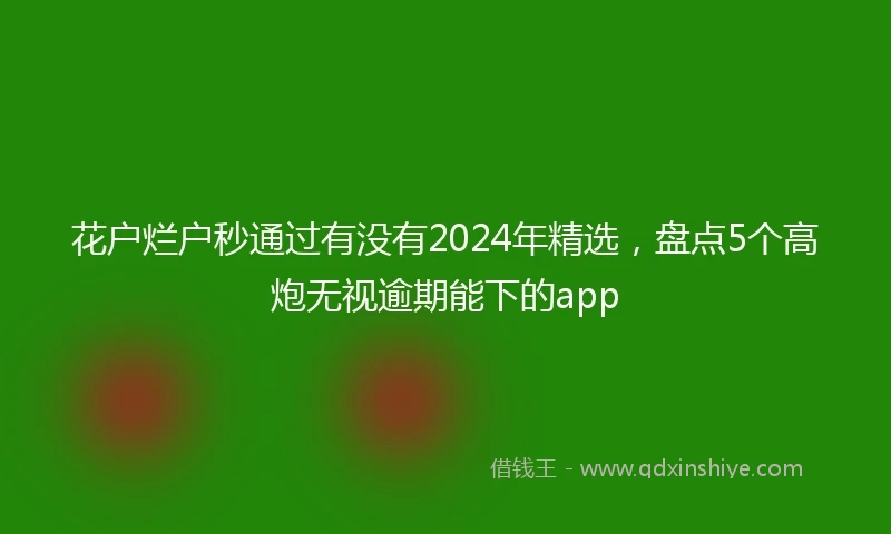 花户烂户秒通过有没有2024年精选，盘点5个高炮无视逾期能下的app