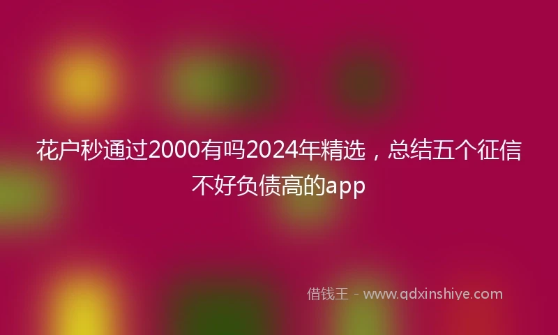 花户秒通过2000有吗2024年精选，总结五个征信不好负债高的app