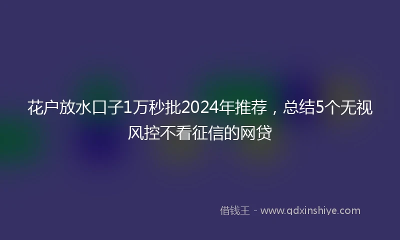 花户放水口子1万秒批2024年推荐，总结5个无视风控不看征信的网贷