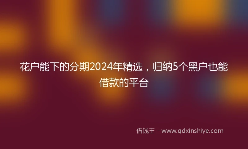 花户能下的分期2024年精选，归纳5个黑户也能借款的平台
