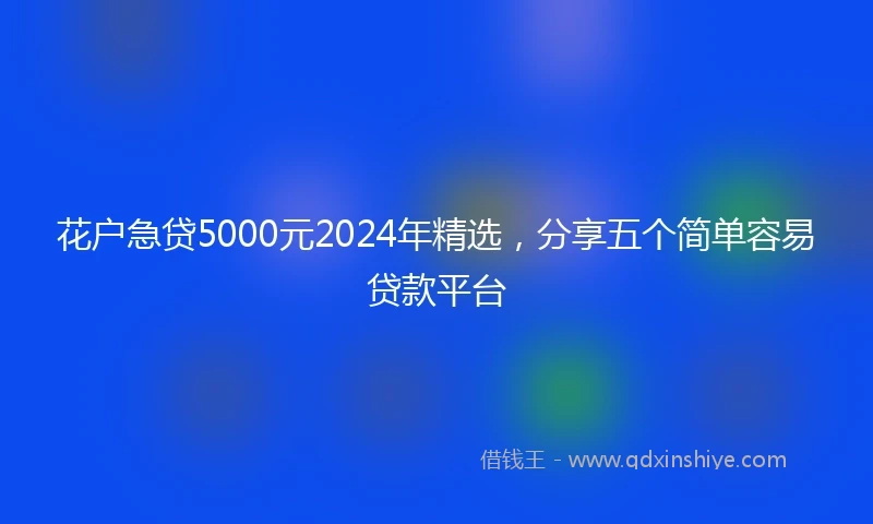 花户急贷5000元2024年精选，分享五个简单容易贷款平台