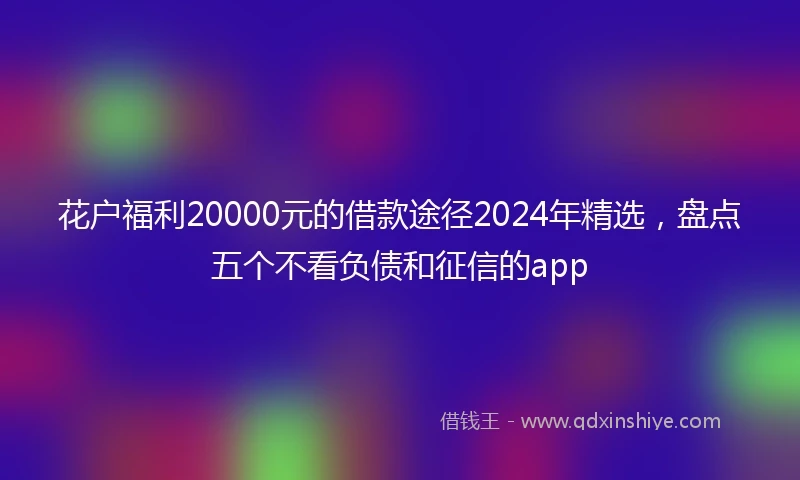 花户福利20000元的借款途径2024年精选，盘点五个不看负债和征信的app