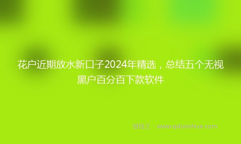 花户近期放水新口子2024年精选，总结五个无视黑户百分百下款软件