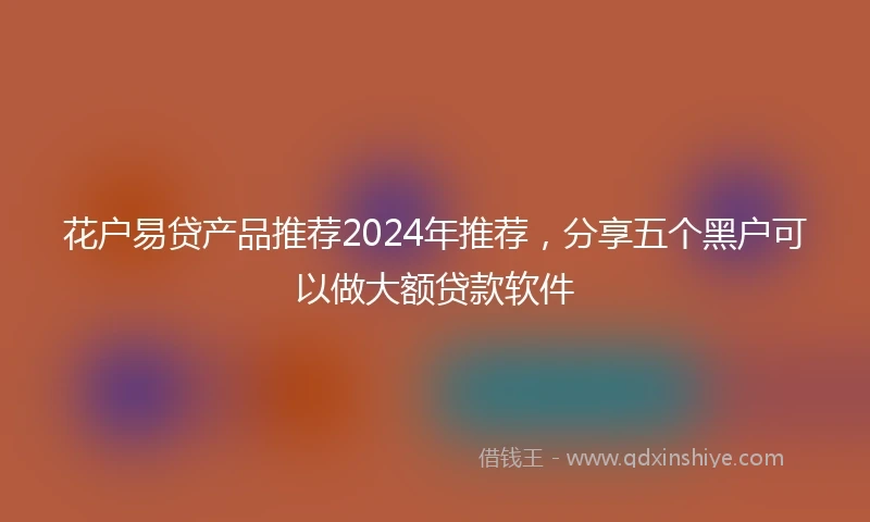 花户易贷产品推荐2024年推荐，分享五个黑户可以做大额贷款软件
