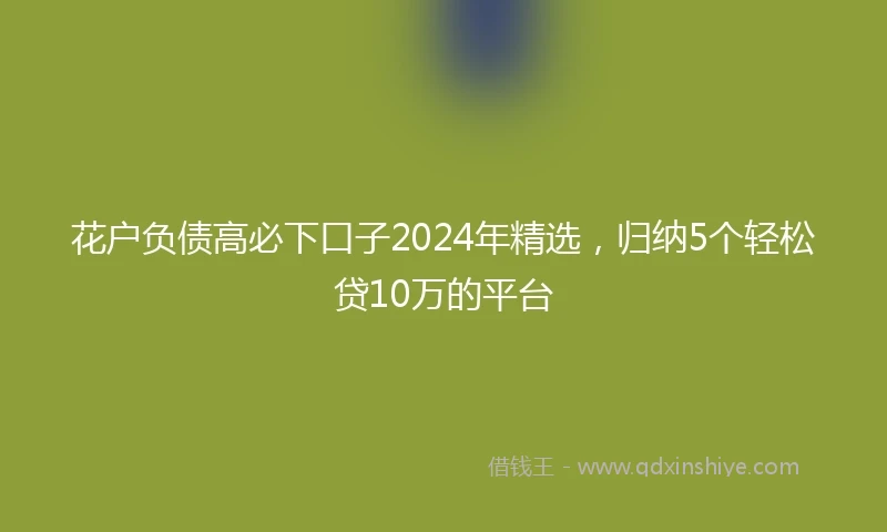 花户负债高必下口子2024年精选，归纳5个轻松贷10万的平台