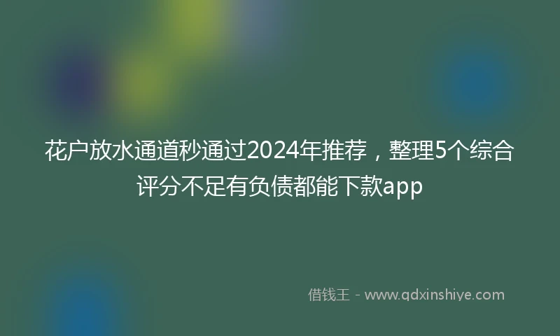 花户放水通道秒通过2024年推荐，整理5个综合评分不足有负债都能下款app