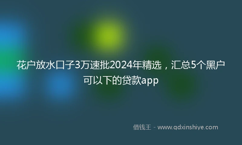 花户放水口子3万速批2024年精选，汇总5个黑户可以下的贷款app