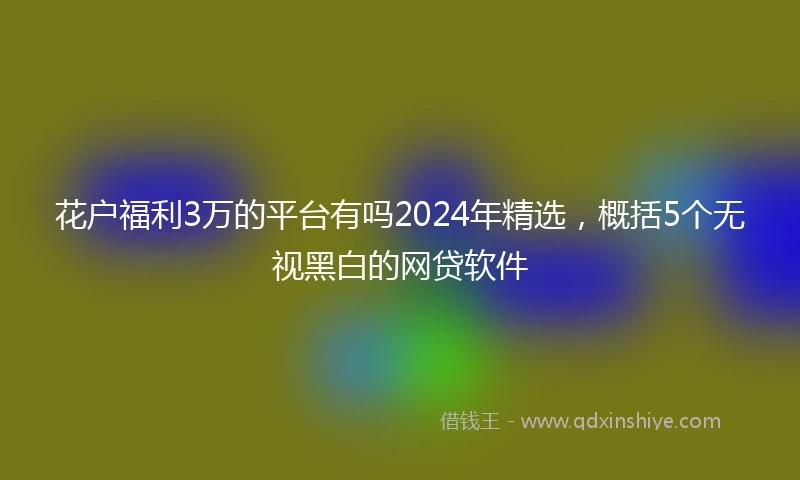 花户福利3万的平台有吗2024年精选，概括5个无视黑白的网贷软件