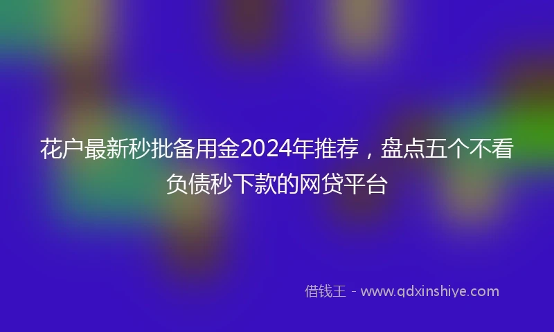 花户最新秒批备用金2024年推荐，盘点五个不看负债秒下款的网贷平台