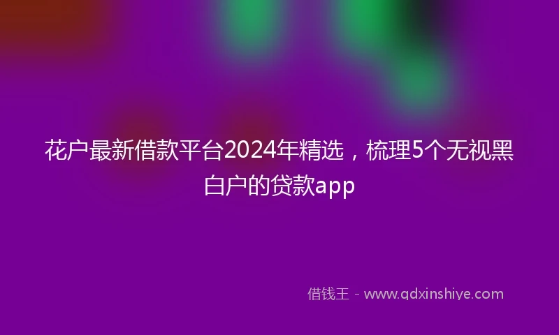 花户最新借款平台2024年精选，梳理5个无视黑白户的贷款app