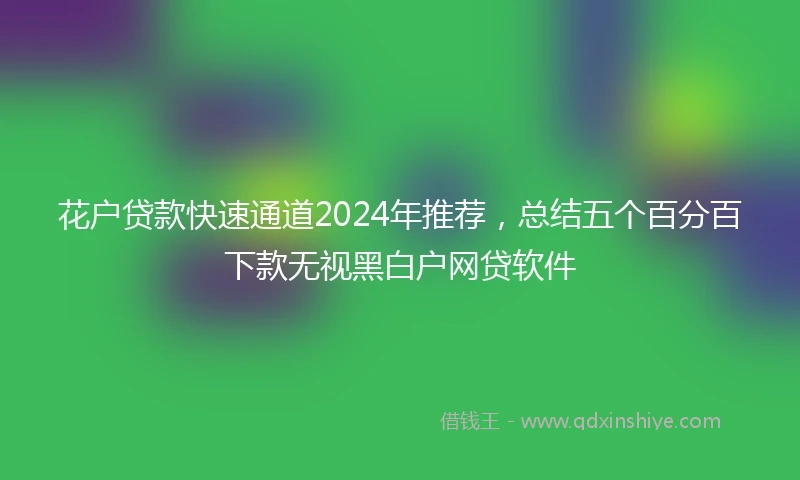 花户贷款快速通道2024年推荐，总结五个百分百下款无视黑白户网贷软件