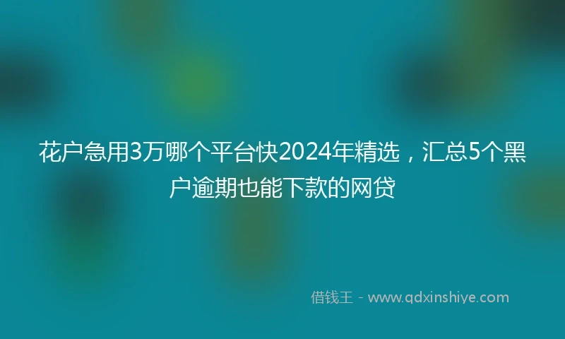 花户急用3万哪个平台快2024年精选，汇总5个黑户逾期也能下款的网贷